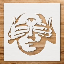 Stylized Face with Hands Covering Eyes Wall Art Reusable Stencil - StencilAir