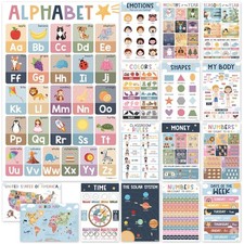 KINGPRINT 16 Laminated Educational Posters For Toddlers 11"x17" , Boho Poste...