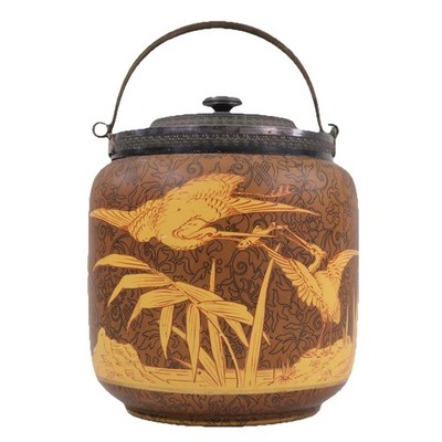 Doulton Arts Crafts Keksfass Dose Chr Kommode Manier H20cm um 1880