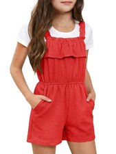 Haloumoning Girls Summer Sleeveless Romper Kids Ruffle Ttrim Elastic Waisted ...