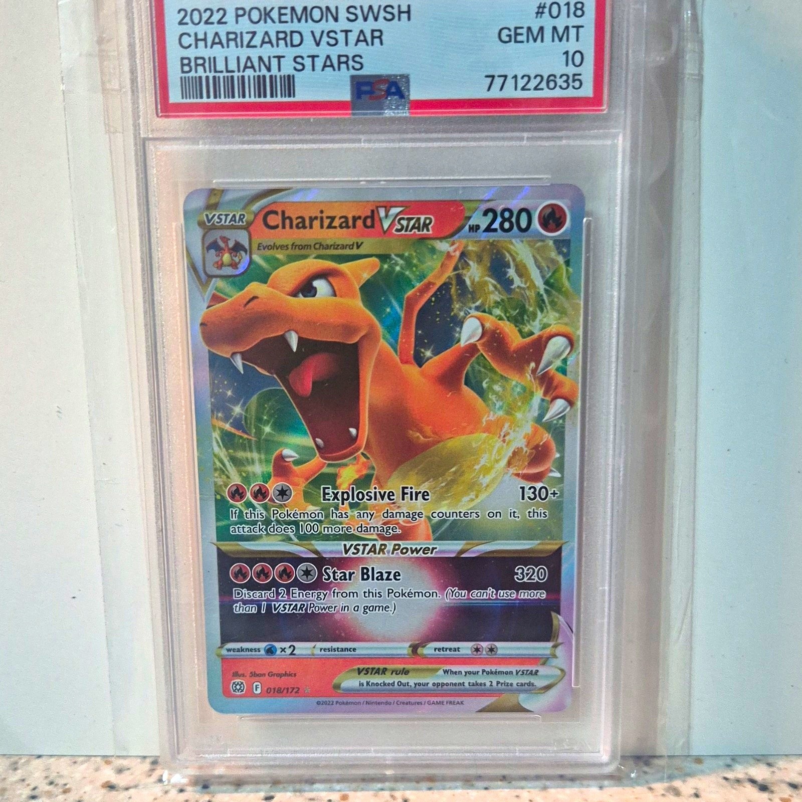 Pokémon TCG Charizard VSTAR 018/172 Brilliant Stars Holo Ultra Rare PSA 10