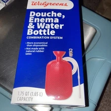 Walgreens Douche Enema Ribbed Water Bottle System 1.75 QT Warm Cold Application