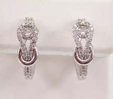 Round Cut Simulated Diamond Women's Huggie Hoop Earrings 14k White Gold Plated