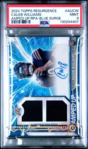 2024 Topps Resurgence Amped Up Rookie Patch Autograph Caleb Williams 84/99 PSA 9