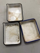 Vintage Porcelain White/Blue Enamel Photo Developing Tray - Film Darkroom 9x7 se