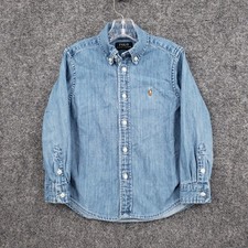 Polo Ralph Lauren Button Down Shirt Boys 5 Blue Denim Long Sleeve Collared Pony