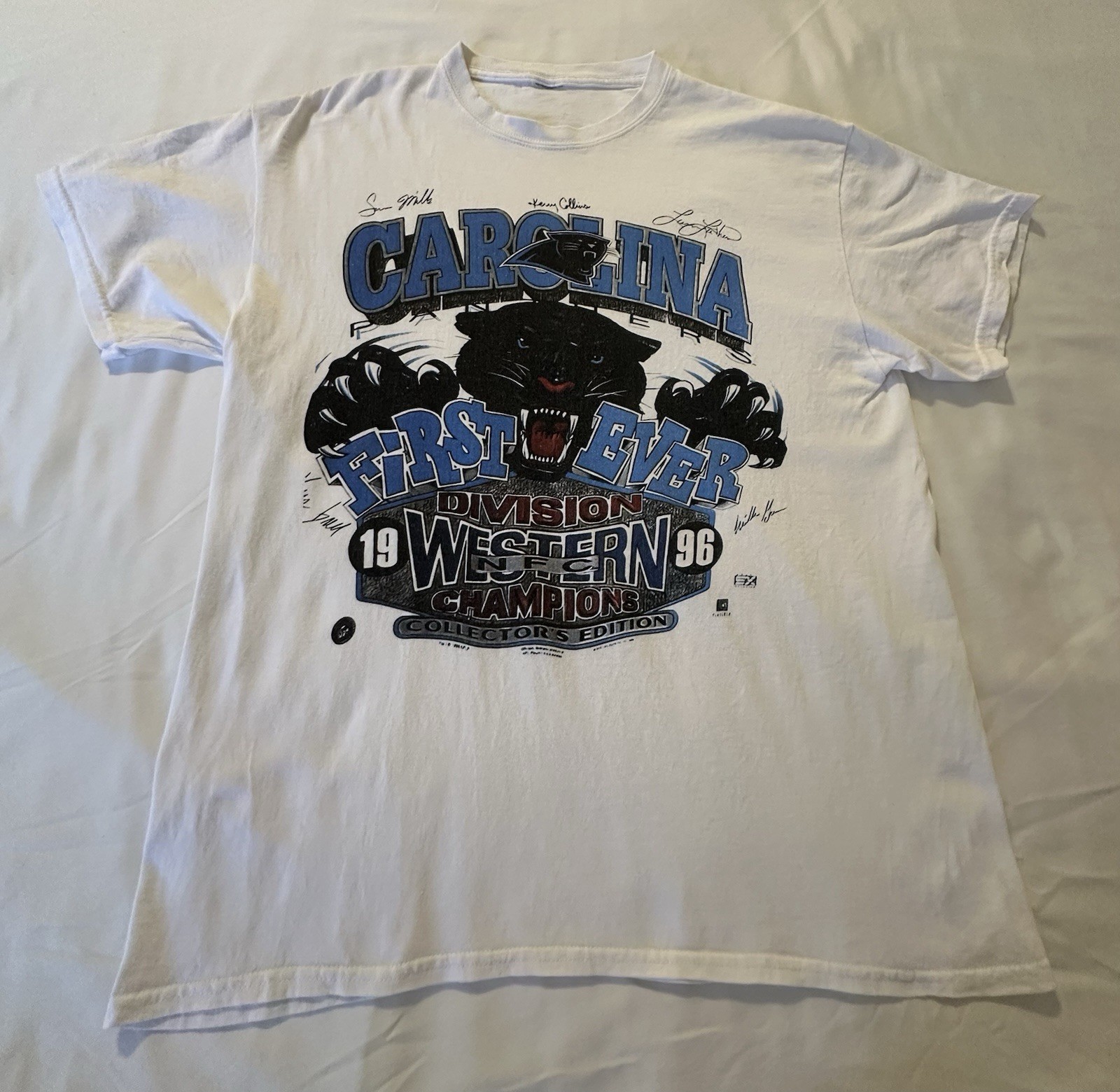 Reprint 1996 Carolina Panthers NFL Western Division Champions T-Shirt L