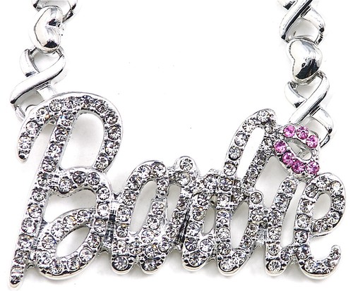 Corazones y Besos Nuevo Barbie Cristal Estrás 18 Pulgadas Colgante ID Collar - Imagen 7 de 9
