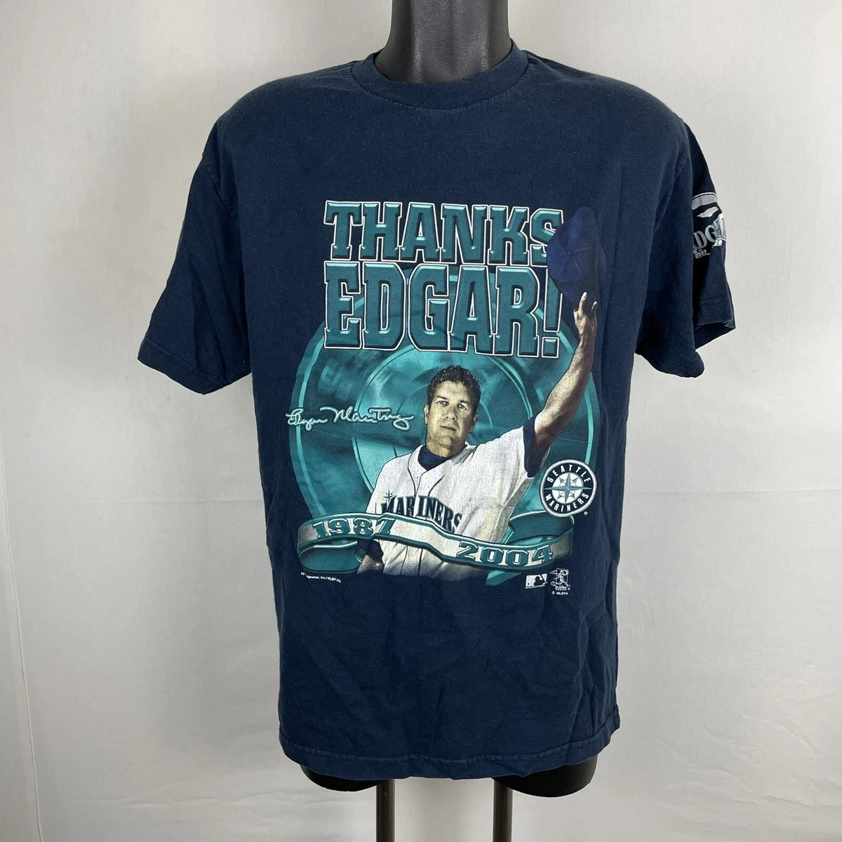 Vintage Men’s Large Seattle Mariners Thanks Edgar Martinez 2004 T Shirt Blue