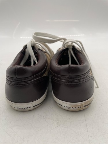 Coach Francesca Monogram Low-Top Lace-Up Sneakers Brown/White Womens Size 8B Lea - Picture 10 of 11