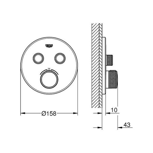 GROHE Thermostat Grohtherm SmartControl 29119 FMS rund 2 Absperrventile chrom - Bild 3 von 3