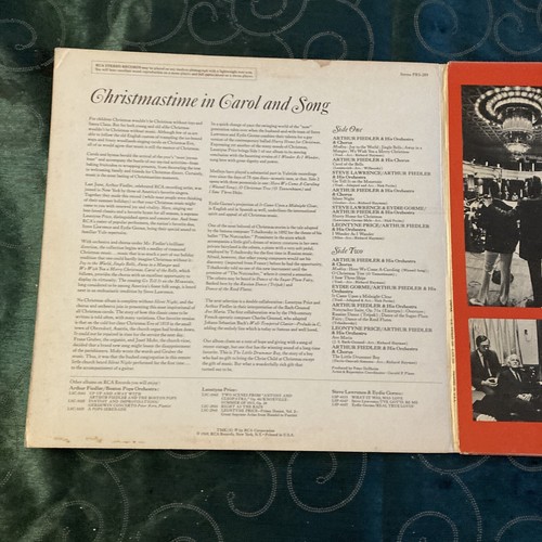 Christmas Time In Carol and Song Album LP Vinyl Price Fieldler Lawrence Gorme - Picture 5 of 12
