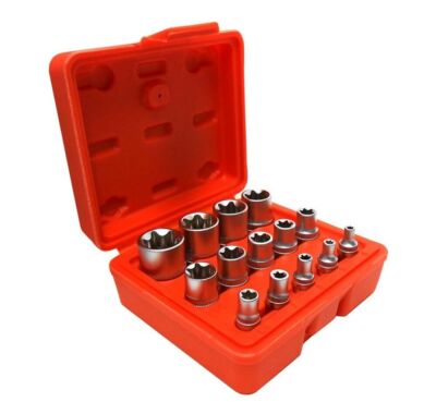 TORX STECKSCHLÜSSELSATZ STECKNUSS 1/4 3/8'' 1/2'' SCHLÜSSEL 14-TEILIG STECKNUSS 4 BIS 24 MM