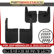 4x Front & Rear Splash Guards Mud Flaps Mudguard for Jeep Wrangler JL 2019-2025