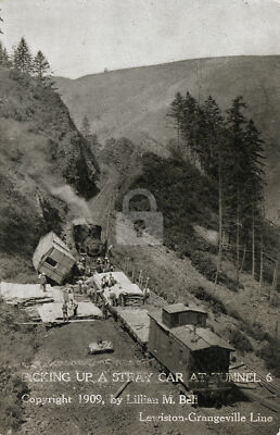 Picking Up Stray Car 1909 Camas Prairie Railroad ID Idaho Vintage Postcard COPY