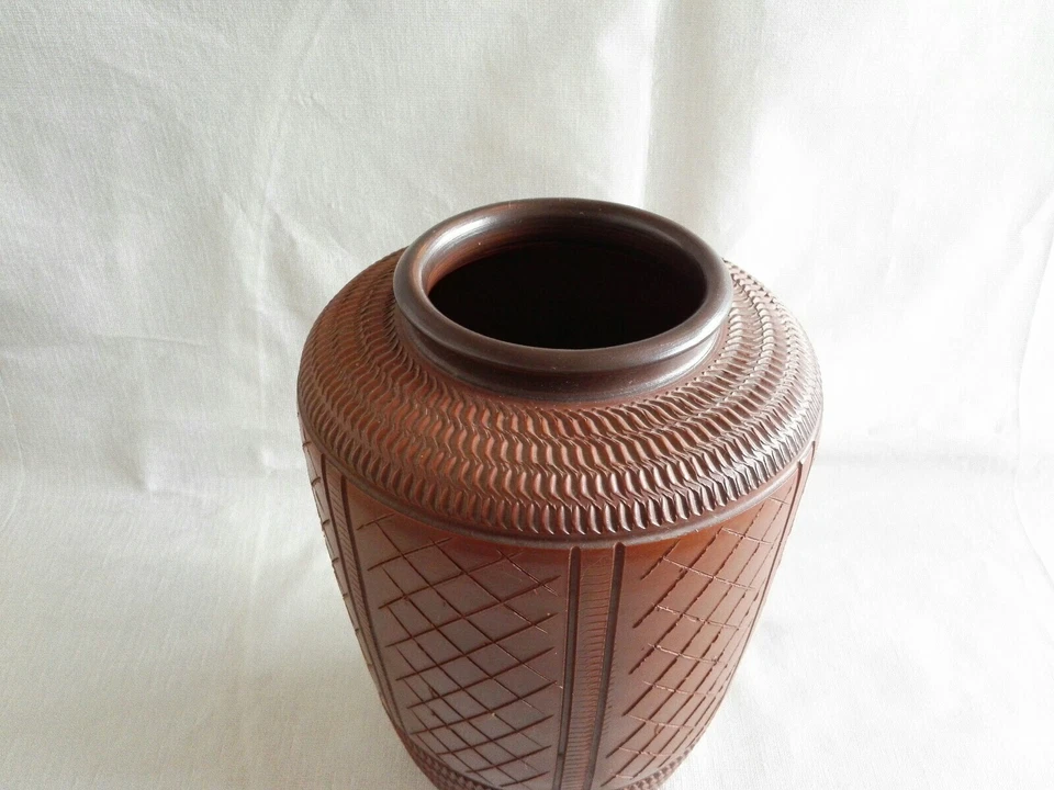 Vase Blumenvase Blumentopf bauchig aus Ton verziert h-  ca. 25 cm d-18 cm - Bild 2 von 4