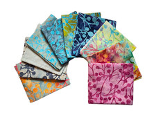 Batik Fat Quarter Bundle , Pack of 10 FQs,100% Cotton, Multi Colours, Cherries