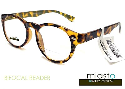  ~ LOT OF 2 ~  MIASTO RETRO ROUND BIFOCAL READER READING GLASSES +2.00 TORTOISE