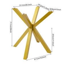 Gold Table Leg Table Base Metal Coffee Table Leg w/4 Suction Cups Floor Standing