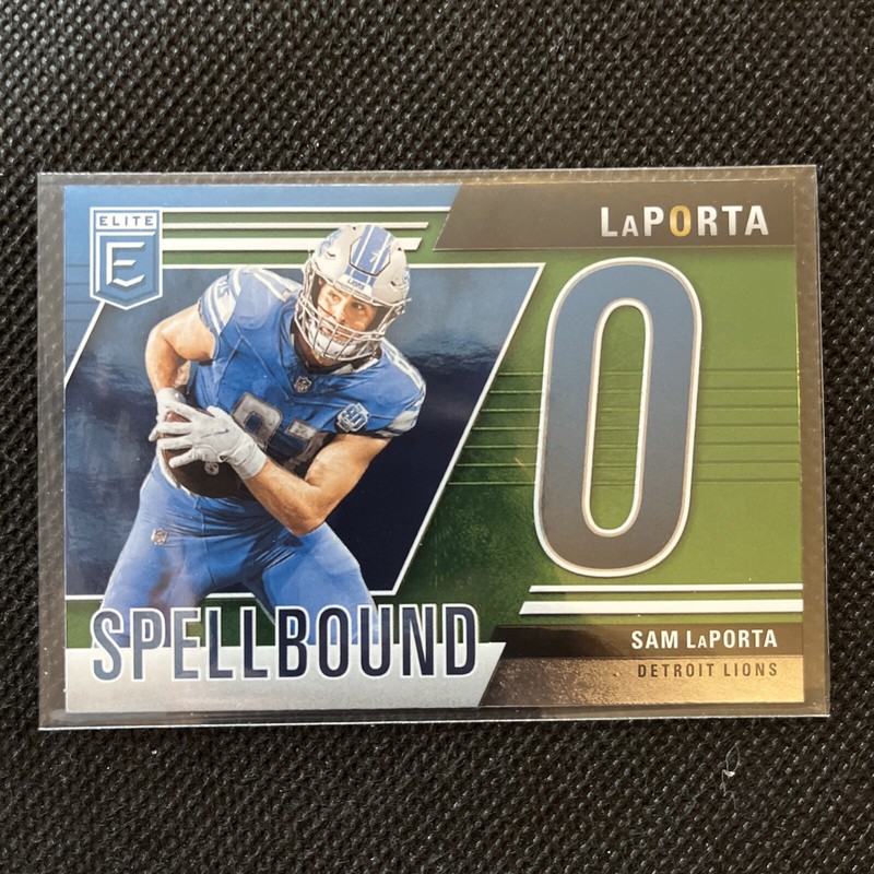 Sam LaPorta Spellbound O Green 2024 Panini Elite Detroit Lions 