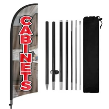 FSFLAG Cabinets Feather Flag Banner 8Ft Advertising Sign with Pole and Stake