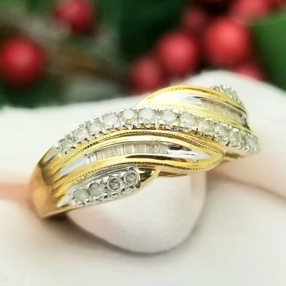 14K Round and Baguette Diamond "Forever" Anniversary Band-Yellow Gold-Engraved - Image 3 of 4