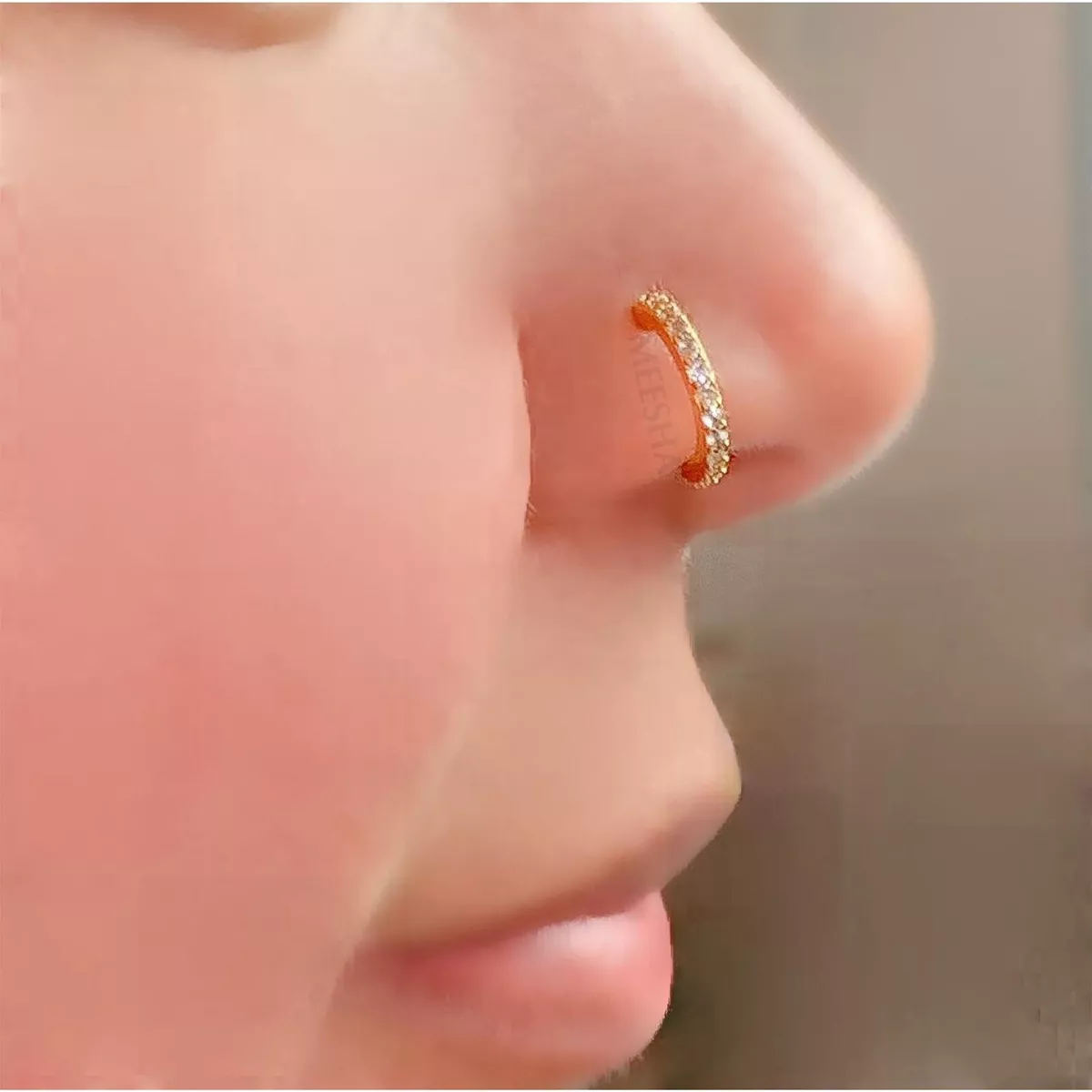 Morir Oxidized Silver Tone Finish Designer Nose Pin Press on Nose Ring for  Women/Girls