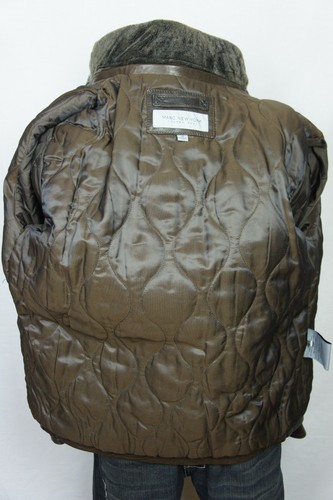 NWT Andrew Marc New York Brown 100% Leather Bomber Jacket Shearling Coat - Picture 10 of 12
