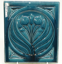 Antike Jugendstil Ofenplatte Meissner Ofen Fabrik Fliese Kachel um 1890 (P-1824)
