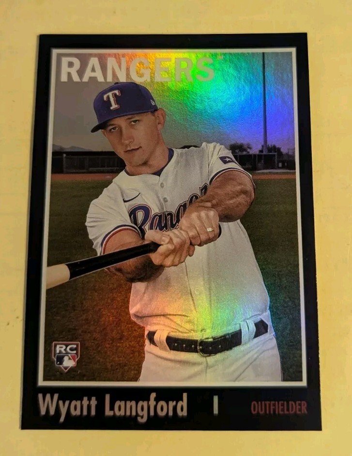 2024 Topps Archives Black Foil Wyatt Langford #199 (RC) Rangers