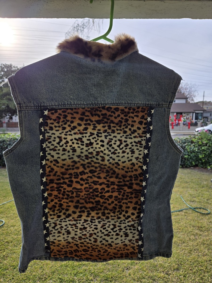 Cool Punk Rock Vest Diy Punker Denim Stars And Leopard