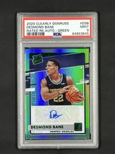2020-21 Panini Clearly Donruss Desmond Bane RC Rated Rookie Auto PSA 9 /25 Green
