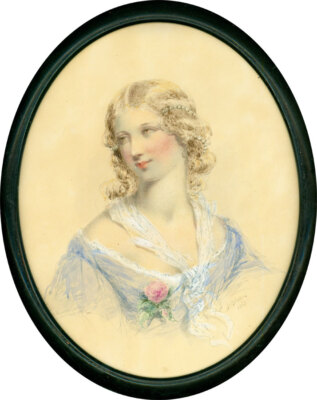 Ada V. Hobson (1831-1911) - 1863 Watercolour, Blushing Beauty