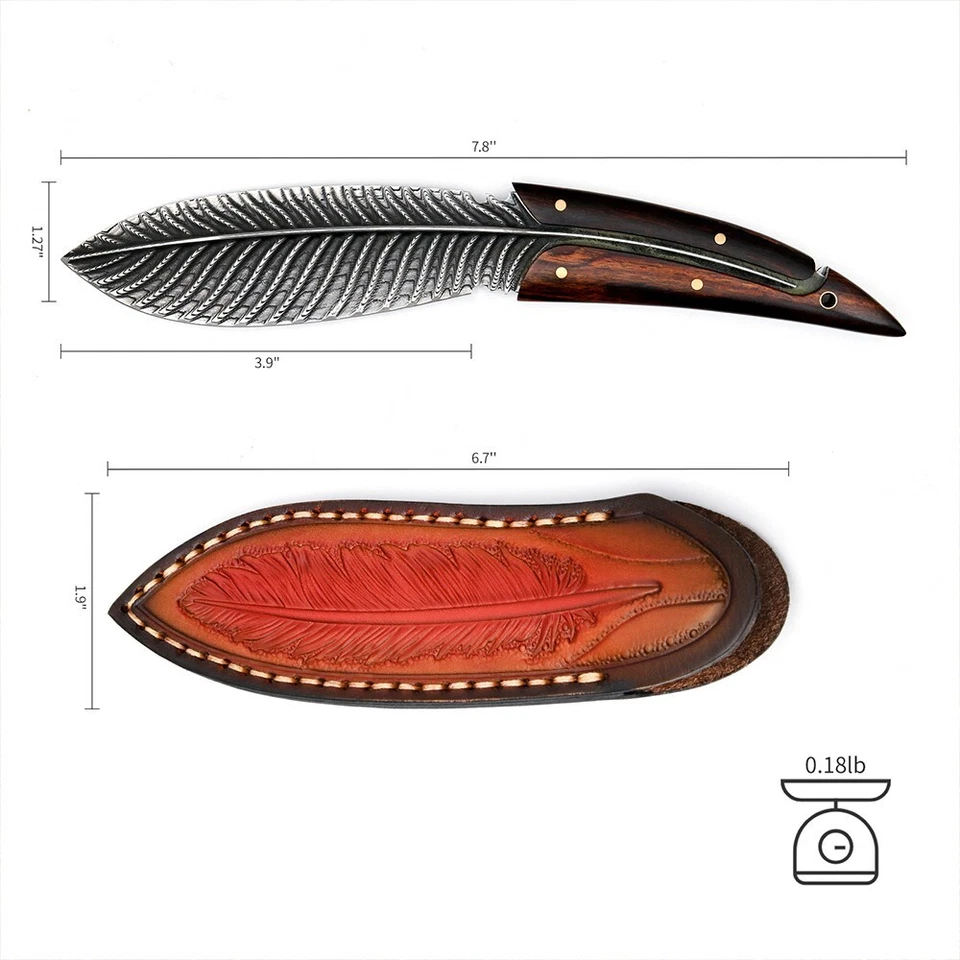 Damascus Steel Fixed Blade Knife  Collectible Knives Fixed Blade Knife Full Tang - Image 2 of 4