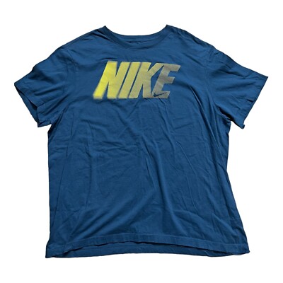 Nike Shirt Mens 2XL Blue White Blur Workout Gym Tee NIKE Short Sleeve Casual 