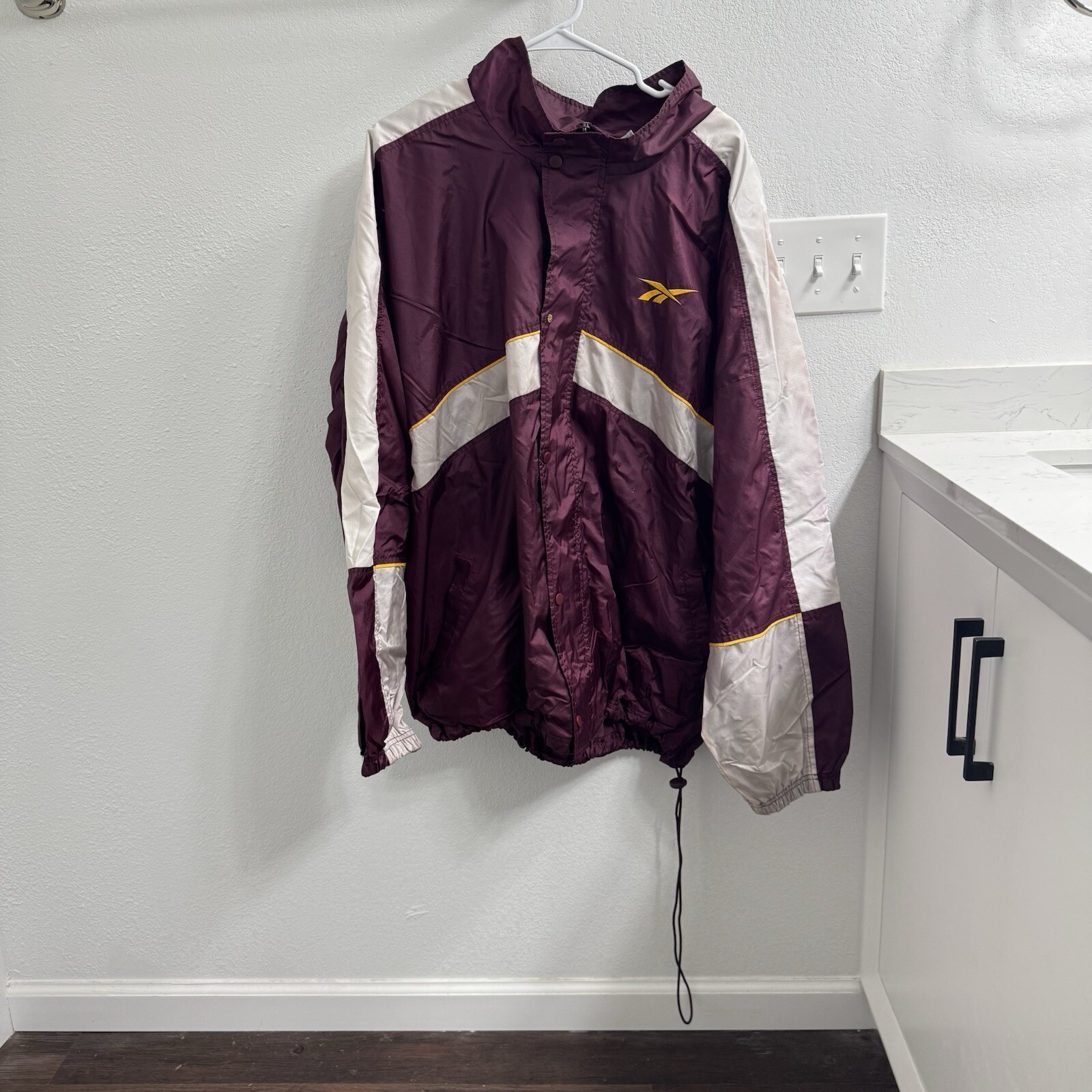 Vintage 90s Reebok Full Zip Windbreaker Jacket Size 3XL Men’s Red Maroon White