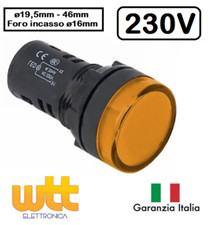 Segnalatore indicatore spia luminosa a LED GIALLA 220V 230V da pannello