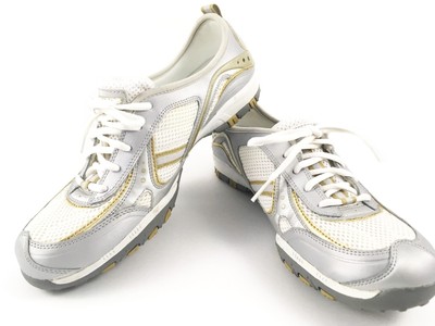 white and gold sneakers women's