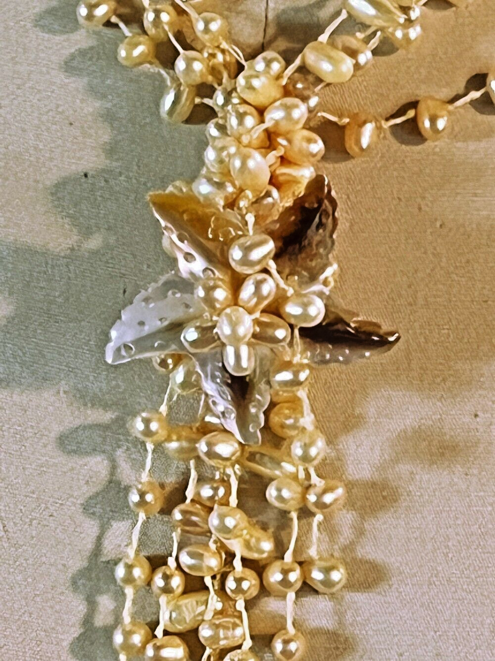 UNIQUE SEED PEARL SHELL MULTISTRAND NECKLACE STAR… - image 2