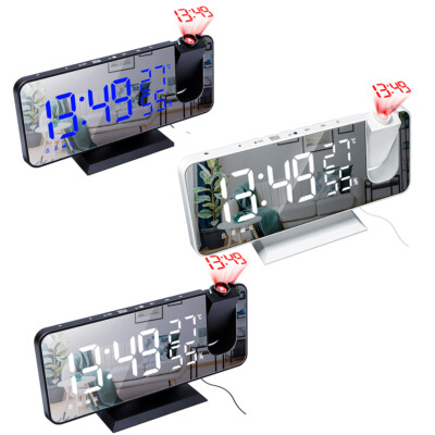 LED Digital Projektionswecker FM Radio Schlummer Dimmer Deckenprojektor Geschenk