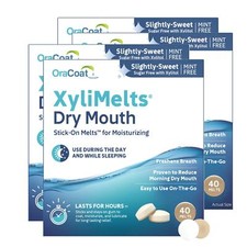 XyliMelts Dry Mouth Relief Moisturizing Oral Adhering Discs 40 Count 4 Pack S...