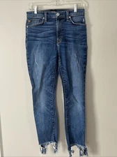 Hudson Jeans Women’s 28 Med Wash Barbara High Waist Distressed Denim Raw Hem