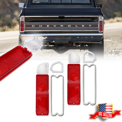 Pair Tail Light & Reverse Lenses w/ Gaskets For 1967-1972 Chevy GMC Truck Blazer