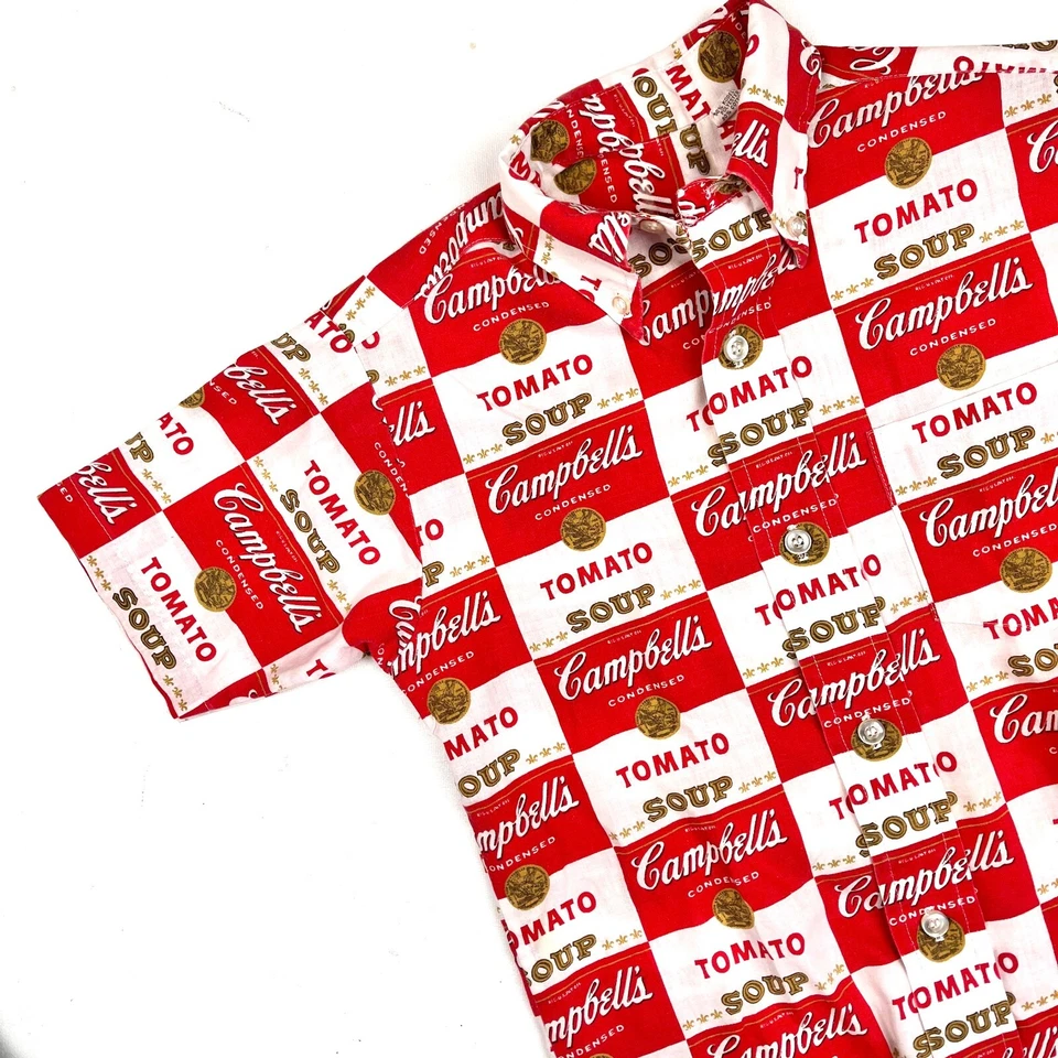Camisa de colección para niños Campbell's Soup lata impresa con botones, Warhol 1960 niños talla 8Y Foto 3 de 4