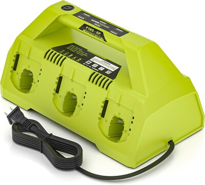 6-Port Fast Charger for Ryobi P135/P117 18V Li-Ion Battery w/ 6 LED Indicators