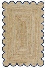 Scallop Rug 100% Natural Jute Handmade rustic look area carpet home decor rugs