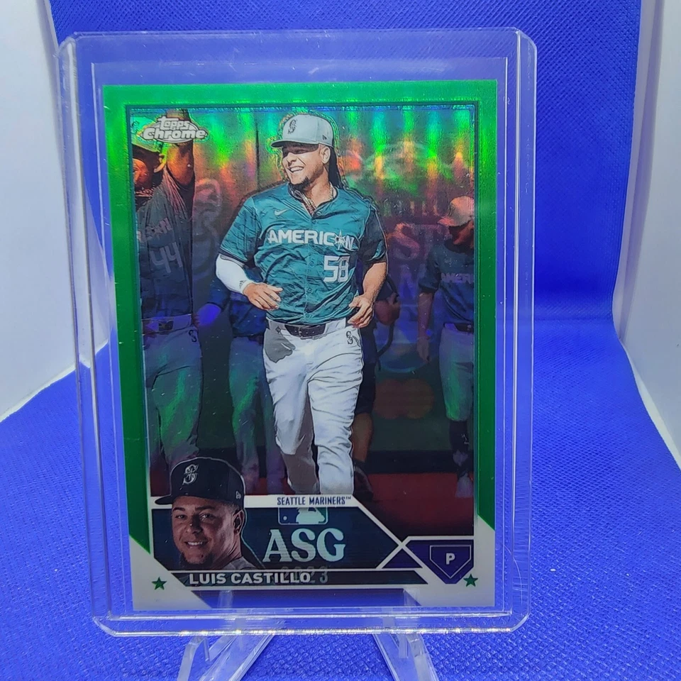 2023 Topps Chrome Update Luis Castillo Green ASG Refractor # 6/99 - Image 3 of 4
