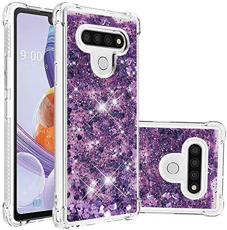 LG Stylo 6 Phone Case,Glitter Liquid Cute Clear Flowing Quicksand TPU with Anti-