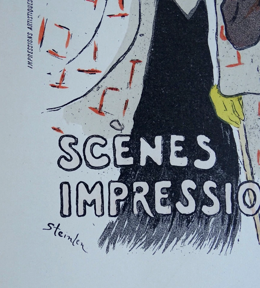 STEINLEN Lithographie orig. 1895 Affiche Mothu et Doria Scènes Impressionnistes - Photo 2/4