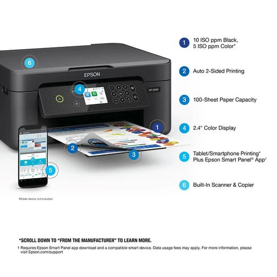 NEW Epson Home XP-4200 (4205) Wireless Printer-Photo Printing-Back School-Gift - Image 4 of 4